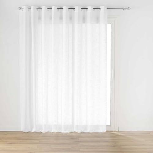 Douceur d'Intérieur, Voilage à Œillets (300 x 240 cm) Haltona Blanc, Effet Lin Tissé