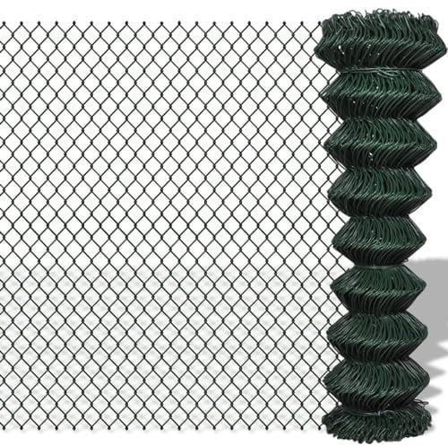 Juroupi Chain Link Fence Steel 1,5x15 m Green,Chain Link Fence,Garden Fencing,Chain Link Fencing,Garden Fencing Barrier-140346