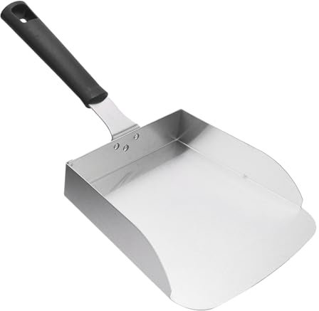 Große Edelstahl-Grillplatte und Breiter Smash-Burger-Spatel für für Pfannengerichte und Hibachi-Kochschaufel und Schaber Zum Bewegen von Lebensmitteln