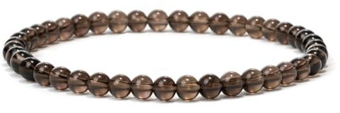 Landorilo Naturstein Perlen Heilstein Armband aus 4mm Runde Steinperlen, Yoga Armbänder für Damen Herren, Glücksarmband, Exquisite Geschenke, Ersatzperlen Inklusive(R Rauchquarz)