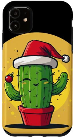 Carcasa para iPhone 11 Disfraz de sombrero de Navidad de cactus para niños y niñas