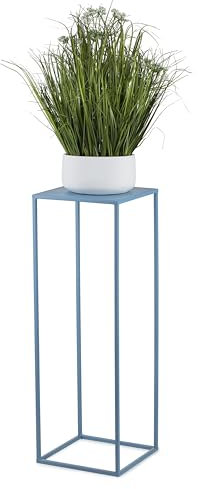 HowHomely Blumenständer Metall Blau 70 cm Hoch - Solider und Robuster Blumenhocker Metall - Pflanzenständer für die Dekoration in Wohnzimmer Schlafzimmer oder Büro