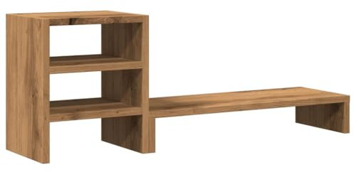 vidaXL Monitorständer, Schreibtischaufsatz mit Schreibtisch-Organizer, Unterbau Bildschirm Laptop Ständer, Tisch Erhöhung für PC Monitor Drucker, Artisan-Eiche Holzwerkstoff