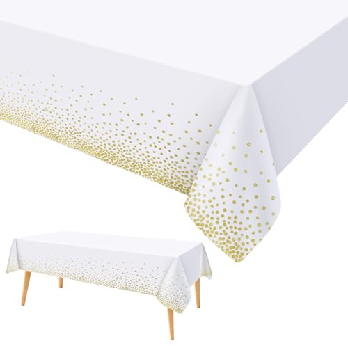 AMFUN 2 Stück Tischdecken, Wasserdicht Geburtstag Tischdecken, Tischdecke Geburtstag, Rechteckig Tischtuch Geeignet für Party Weihnachten Hochzeit,137 x 274 cm