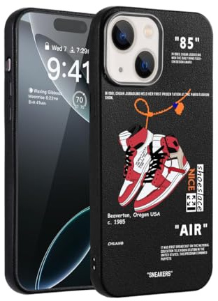 CHBSHENG Cooles Design, Handyhülle für iPhone 13, für Jungen und Herren, ästhetisch, stoßfest, Basketball-Sneaker, Sport-Designer-Hülle, kompatibel mit iPhone 13, Schwarz