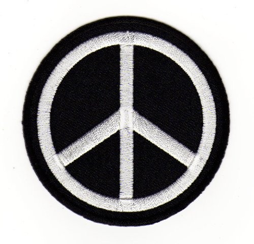 Peace Zeichen Frieden Aufnäher zum aufbügeln oder aufnähen Bügelbild Aufbügler für Kleidung gestickter Bügelpatch Applikation Patch Größe 6,8 x 6,8 cm