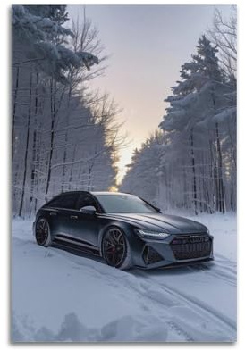 XFPMXC Wagon Sportwagen-Poster, schwarz, RS6 Rennwagen, Superauto, dekorative Malerei, Leinwand, Wandkunstwerk, Bild, 40 x 60 cm