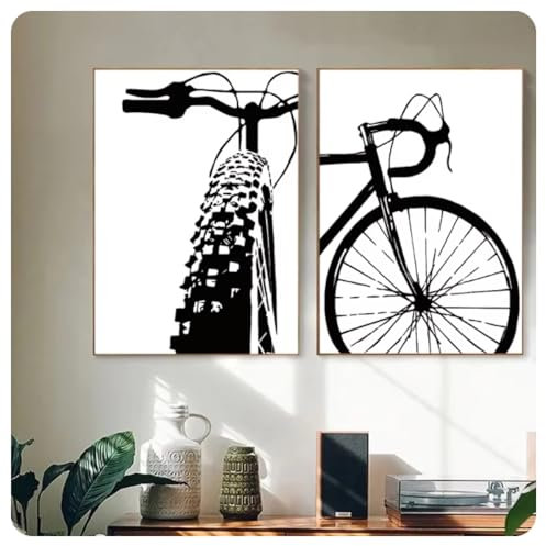 Schwarzes Fahrrad Leinwandgemälde kreative Kunst Radsport Wandkunst Bilder Fahrraddrucke und Poster Geschenk Kinderzimmer Heimdekoration 50x70x2cm ohne Rahmen