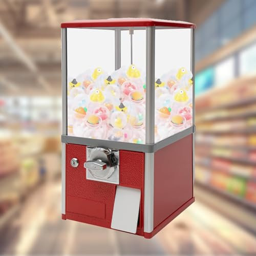 Distributeur automatique à pièces, machine à chewing-gum avec capsules, distributeurs automatiques pour entreprises, machine à capsules avec serrures pour jouets à capsules, pour la maison(Red,10 PENN