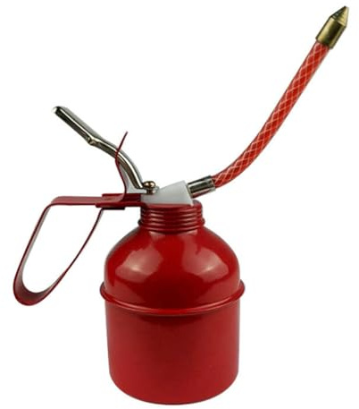 Jwthee Ölkanister mit rotem Hebel, Ölkannenpumpe, Ölkanister,Flexibler Schlauch,Handpumpe,Ölkännchen Werkstatt Retro Rot Oiler Öler mit Metall und langem flexiblem uf Ölkanister,Pumpenöler(270 ml)