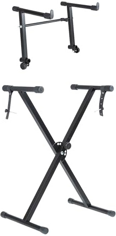 Keyboardständer Set Höhenverstellbar 77x76x30 cm, inkl. Aufsatz, Stabiler Stand, Schwarz - Ideal für Musikunterricht & Proben