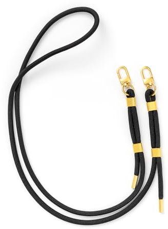 change Universelle Handykette für Handyhüllen mit Ösen aus Oeko-TEX Stoff zum umhängen | verstellbar mit Metall Karabiner | Schwarz Gold