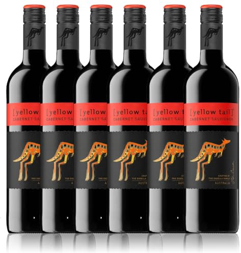 Yellow Tail wine | Australian Red wine | 75cl | Rich & Velvety | 13.5% ABV | Vegan (Case of 6 bottles, Cabernet Sauvignon)