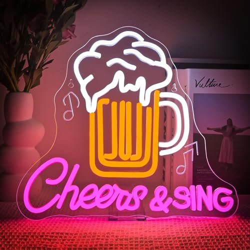 SIGNSHIP Birra Cheers Neon Led, Bar Cheers Insegna luminosa dimmerabile per bar decorazione da parete, bar a pannello luminoso a LED, lampada al neon per bar, tavana, festa, discoteca, regalo di amici
