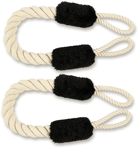 AYESY Türstopper Klinke, 2 Stück Türkordel Klemmschutz, 60 cm Baumwolle Türstopper Seil für Haustier und Kinder Fingerschutz, Türklinken stopper, kein Zuknallen der Tür mehr(Schwarz)