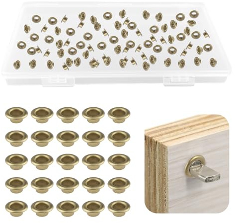 UFURMATE Goldfarbene Regalstiftkappen mit Loch, robuste Regalstifte, Verstärkungstüllen für Bücherregal, Schrank, Regalhalterung (7 mm, großer Kreis), 200 Stück