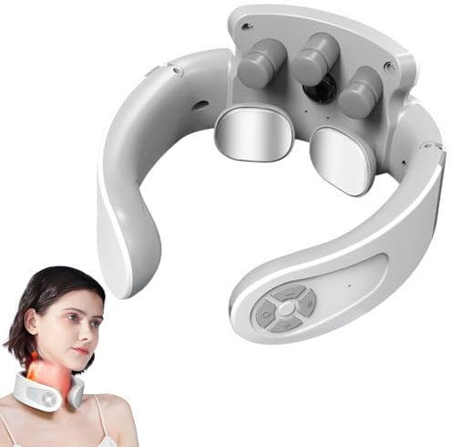 Massaggiatore Collo Cervicale, Massaggiatore Collo Vocale Intelligente con Terapia Calore 42°C, 5 Modalità e 15 Livelli, Impulsi Elettromagnetici Massaggiatore per Uso Domestico in Ufficio