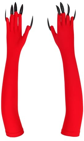 Halloween Long Nail Gloves Animal Claws Fake Nail Costume Glove Demon Witch Fingernail Mitten for Halloween Carnival Cosplay Costume