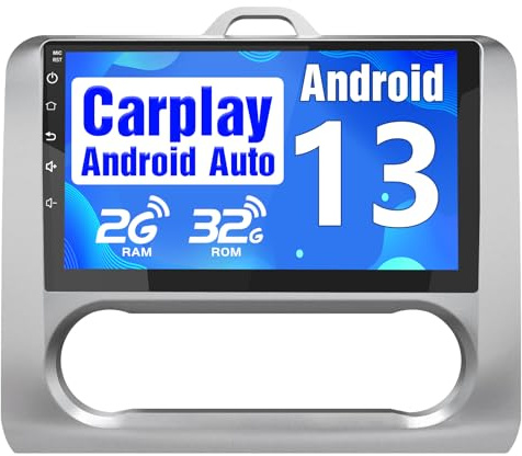 AWESAFE Android 13.0 [2GB+32GB] Radio Coche para Ford Focus Mk2 2004-2011 con Carplay Inalámbrico/Android Auto, 9 Pulgadas Pantalla Táctil con Bluetooth/GPS/FM/WiFi/USB/DSP, Apoyo Mandos Volante