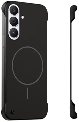 Magnetic Case for Samsung Galaxy S24 Plus Case, with Mag-Safe, Borderless Frameless Touch, Lightweight Ultra Thin Slim Minimalist Phone Case, Anti-Fingerprint PC Hard Shell, Comfortable feel (Black)
