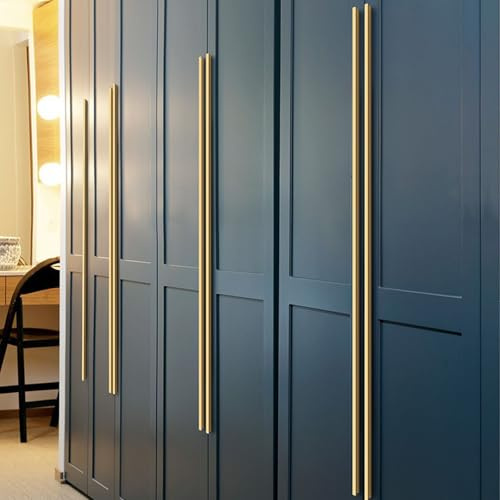 Schrankgriffe Gold Lang,2 Kabinett Möbelgriffe Modern, Massive Aluminium | Küche Türgriffe Eloxierte Oberfläche T-Zuggriffe Lochzentren: 96 - 960 mm Kleiderschrank Zieht Griffe 768mm/30.2in