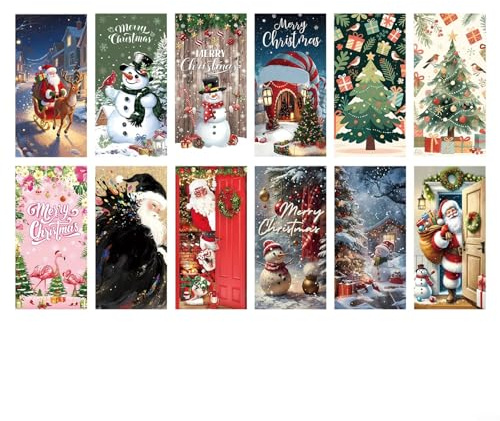 Couverture de porte saisonnière avec motif d'arbre de Noël pour toile de fond de photographie de vacances (modèle de 23)
