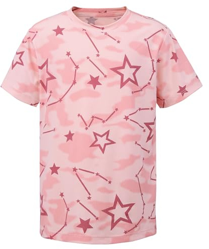 Girl's Active Sports T-Shirt, Girls Short Sleeve Running Tops, Kids Athletic T Shirts, Fitness Clothing, Lightweight Breathable Quick-Dry, Summer PE Activewear Tshirts Clothes Age 9-10 Years, Pink