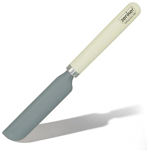 Zenker Silicone Long Spatula, Plastic Rounded Handle, Cream, 32.5x3.5cm | for Scraping Jars and Hard to Reach Places, For Icing or Cake Decorating, Safe on Coated Pots and Pans, Dishwasher Safe