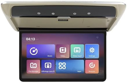 19 Inch Car Monitor Multimedia Video Player 3-32G/ 4+64GB 1080P Ceiling TV Roof Mount Display For SUV RV Motorhome Easy Setup For Trips(3-32G Beige)