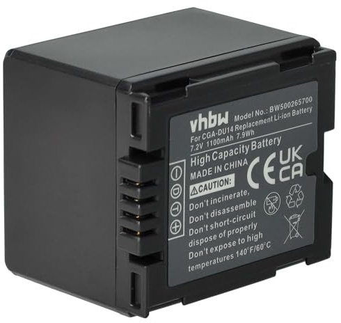vhbw Battery compatible with Hitachi DZ-MV350E, DZ-MV350A, DZ-MV380E, DZ-MV380A, DZ-MV580A, DZ-MV550A Camera DSLR (1100 mAh, 7.2 V, Li-Ion)