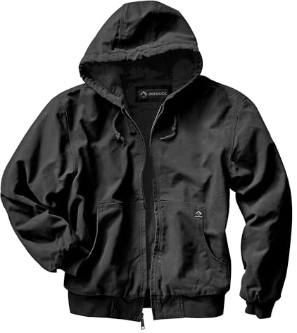 DRI Duck Cheyenne Men's Cotton Canvas Hooded Work Jacket, 5020, 4X-Large, Black
