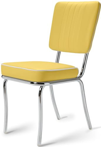Bel Air Küchenstuhl 2er Set Esszimmerstuhl Dinerstuhl Retro 50er Jahre Stuhl Vintage Diner Stühle im klassischen Design – Ideal für Küche, Esszimmer & Büro (Yellow)
