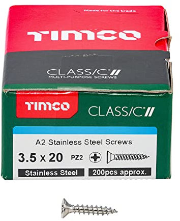 TIMCO Classic Multi-Purpose Screws - 3.5 x 20 - A2 Stainless Steel - Box of 200