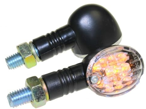 Motorrad Mini Blinker LED Luis schwarz klar E-geprüft für CPI SM 50 Honda CB 500 600 Italjet Formula Kawasaki KLR KMX 600 650 125 Suzuki DL DR GN GS GSX Yamaha DT XJ XT
