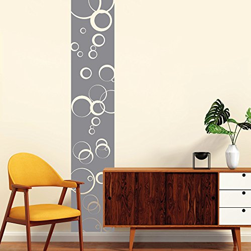 Wandtattoo-Loft Wandaufkleber Bordüre mit Kreisen – Wandtattoo zur tollen Dekoration / 54 Farben / 4 Größen/rauhfasergeeignet/wiederablösbar/beige / 200 cm lang x 30 cm breit