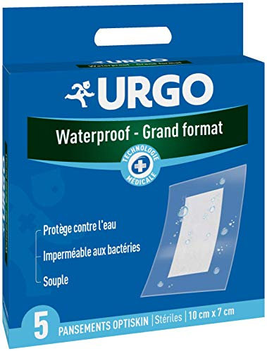 URGO - Pansement Waterproof - Imperméable Compresse anti-adhérente - Grand Format - 5 pansements