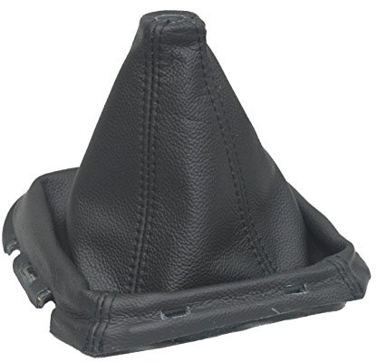 Schaltsack mit Schaltmanschette, schwarzes Leder, Kunststoff-Rahmen