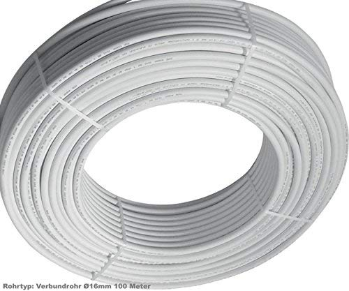 Tubo composito in alluminio, 100 metri, tubo composito multistrato, 16 mm, per il collegamento di radiatori, riscaldamento a pavimento, acqua fredda e calda, PEX AL PEX, tubo 16 x 2 1216