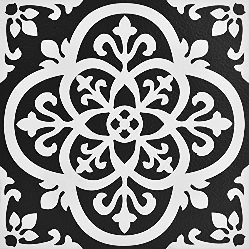 WallPops FP2475 Gothic Peel & Stick Bodenfliesen, Schwarz, 10-teiliges Set