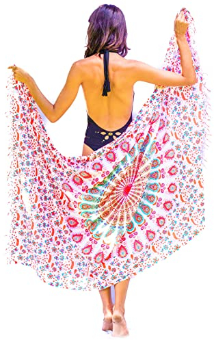 Mandala Life ART Damen Sarong, Pareo,Bikini Vertuschen, Strandtuch,Wickelrock, TapisserieWickeltuch Schal Halstuch - Hochwertiger Rayon - Weich und Leicht