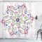 ABAKUHAUS Floral Duschvorhang, Klassische Tulip, Stoffliches Gewebe Badezimmerdekorationsset mit Haken, 175 x 200 cm, Magenta Grün Weiß