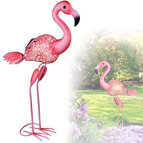 Flamingo Solarleuchte Garten für Außen Solarlampe Gartenlampen Solar Gartenleuchte Gartendeko Steh Lampe (Dekoleuchte – LED - Höhe 74 cm – Metall - Pink)