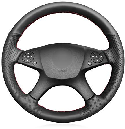 MEWANT Lenkradbezug für Benz W204 C-Klasse 2007-2010 C280 C230 C180 C260 C200 C300 Lenkradhülle aus Kunstleder Mikrofaser Leder Lenkradbezug per Hand Nähen