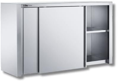 VM Europa - Wandhängeschrank - Maße 120 x 40 cm - Mit Schiebetüren - Edelstahl AISI 430 - Gastro Hängeschrank Edelstahlschrank Küchenmöbel Wandschrank Gastroküche Aufbewahrung