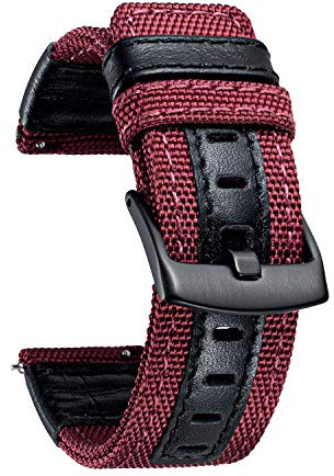 BINLUN Segeltuch Uhrenarmband 18 20 22 24mm Sport Canvas Leder Uhrenarmbänder für Herren Smartwatch Armband Kompatibel mit Samsung Kompatibel mit Garmin Kompatibel mit Huawei Kompatibel mit Amazfit