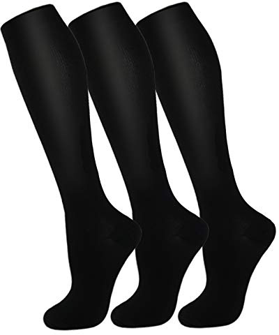 3 Pack Copper Compression Socks - Compression Socks Women & Men Circulation - Best for Medical,Running,Athletic, 001 Black-Classic, Small-Medium