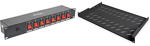 Ibiza LC806S Steckdosenleiste für Lichtanlage, Schwarz & DIGITUS Professional DN-19 TRAY-1-SW - Fachboden zum Festeinbau in 19 Schränke - Traglast 15 kg - ab 450 mm Schranktiefe - 1HE - Farbe schwarz