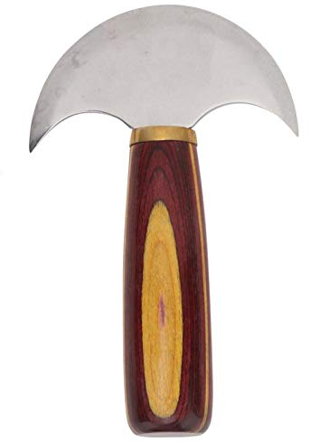 Fockety Cuchillo de artesanía en Cuero Redondo, Cuchillo de Media Luna, fácil de controlar, Afilado, Multiusos para el Trabajo de artesanía en Cuero(Small)