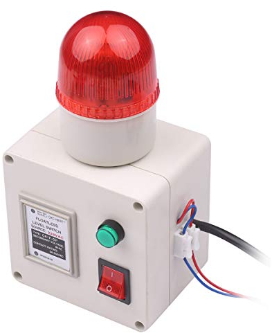 VISLONE Wasserstandsanzeigealarm Wasserstandalarmsensor Wasserleitungsanzeigealarm Alarm für niedrigen und hohen Wasserstandsensor mit Lautstärkeregler des Schalldämpfers