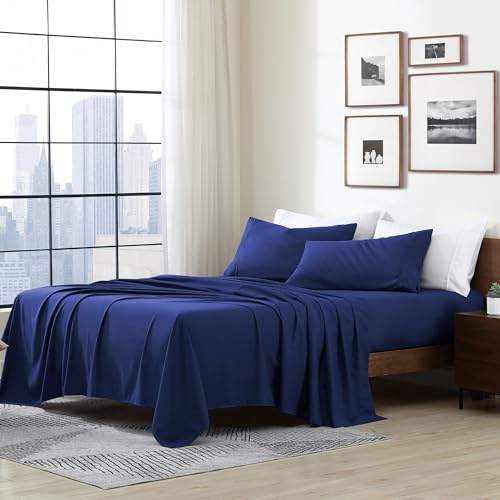 Cathay Home Essentials Bettwäsche-Set, ultraweich, hypoallergen, knitterfrei, doppelt gebürstete Mikrofaser, Königsblau, voll